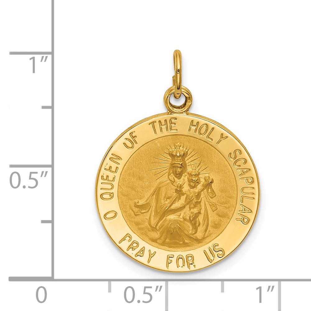 14k Yellow Gold Solid Small Queen Of Holy Scapular Reversible Medal ...