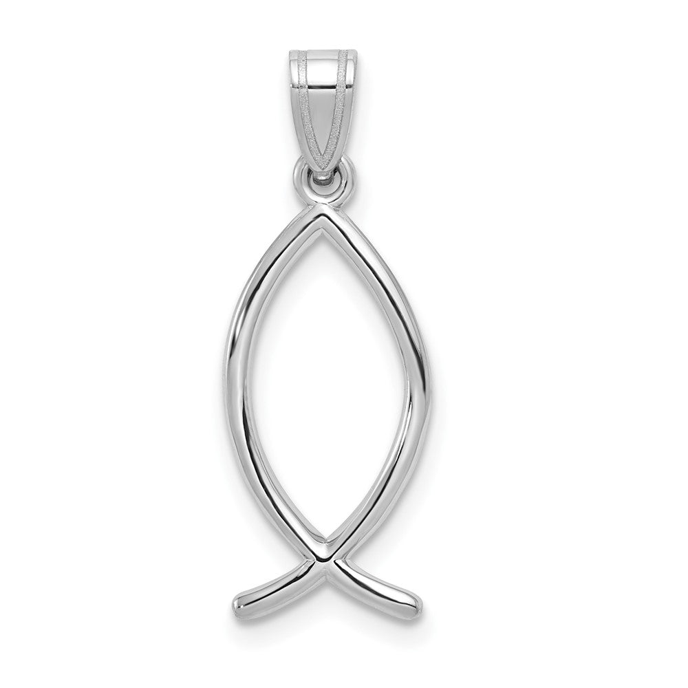 14k White Gold Ichthus Fish Pendant 1