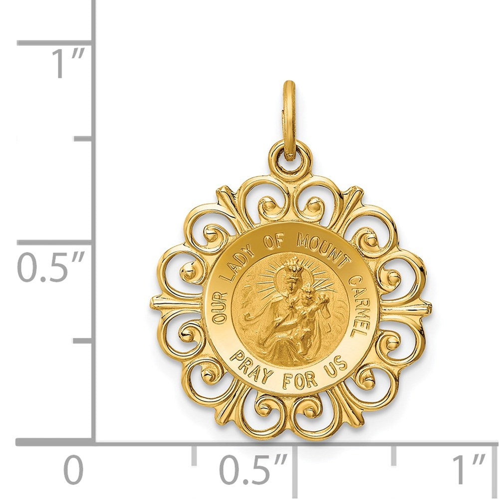 14k Yellow Gold Our Lady of Mt. Carmel Medal Charm – TreasureFineJeweler
