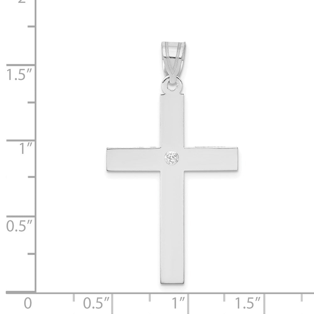 14k White Gold .02ct. Diamond Cross Pendant
