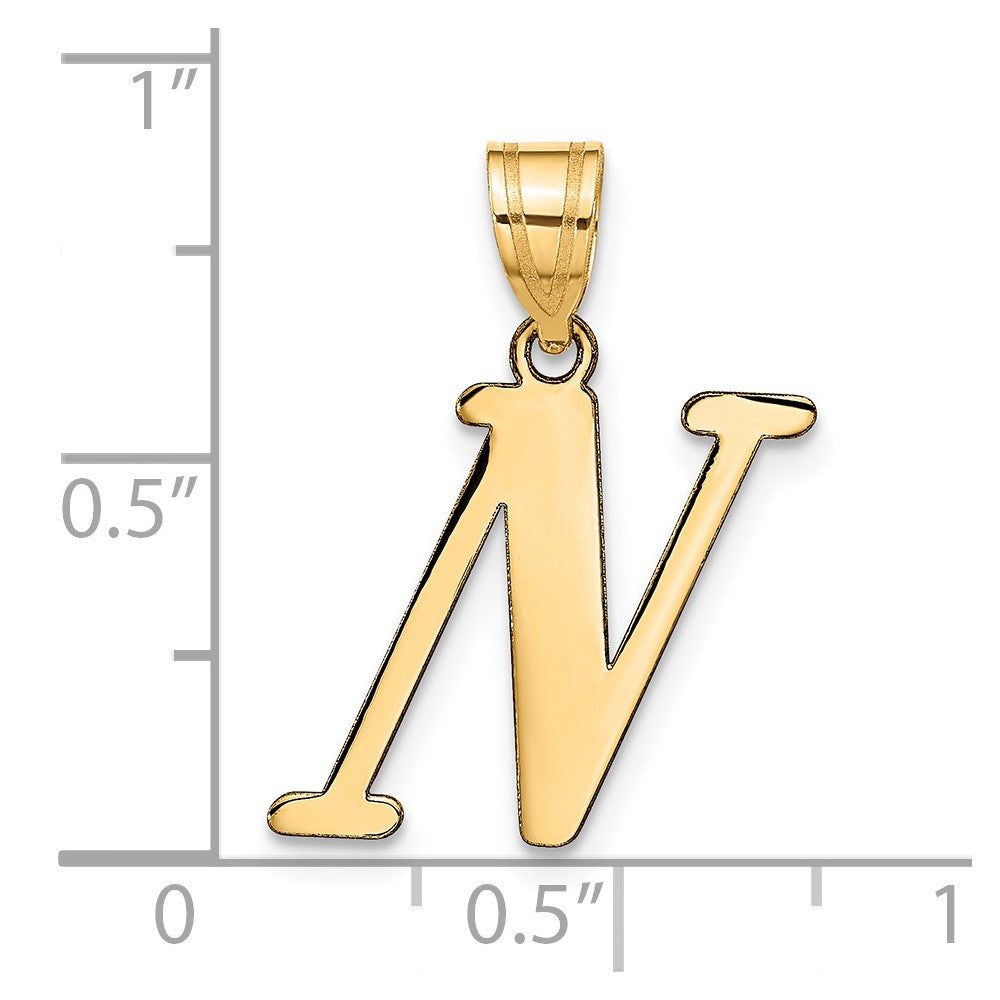 14k Polished Letter N Initial Pendant