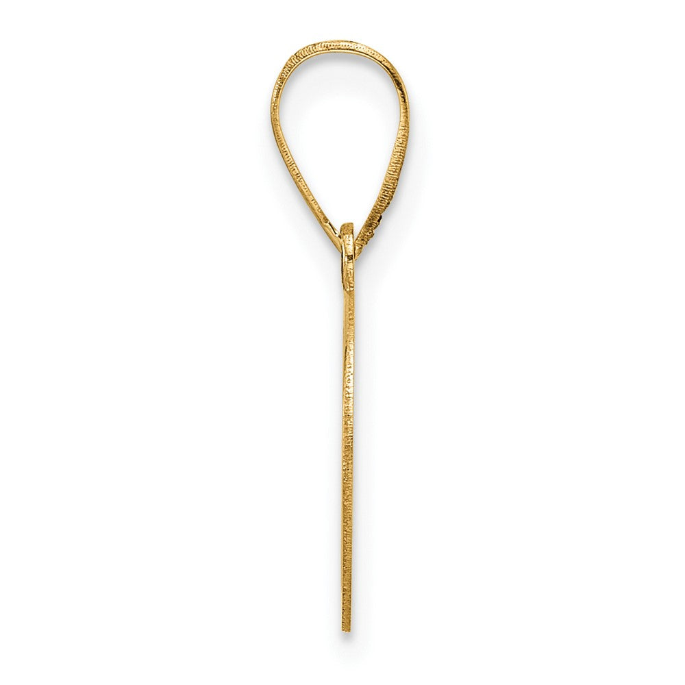14k Polished Etched Letter D Initial Pendant