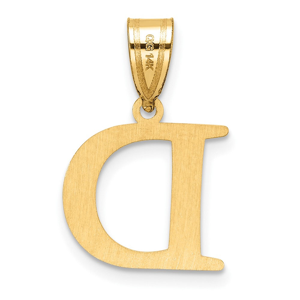 14k Polished Etched Letter D Initial Pendant