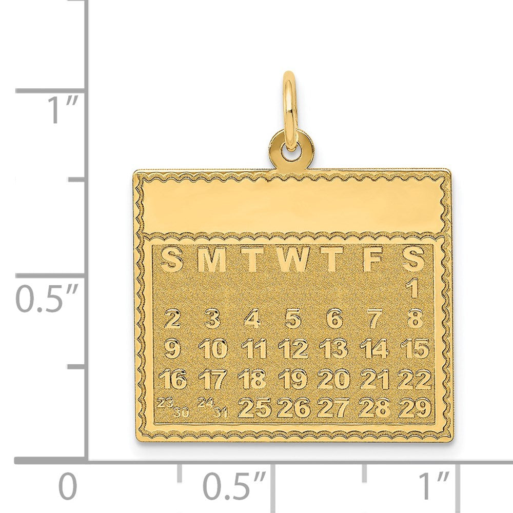 14k Saturday the First Day Calendar Pendant