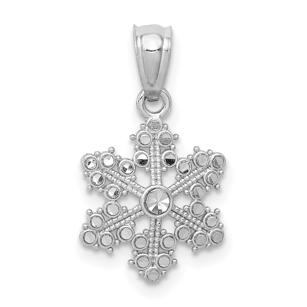 14k White Gold Snowflake Pendant