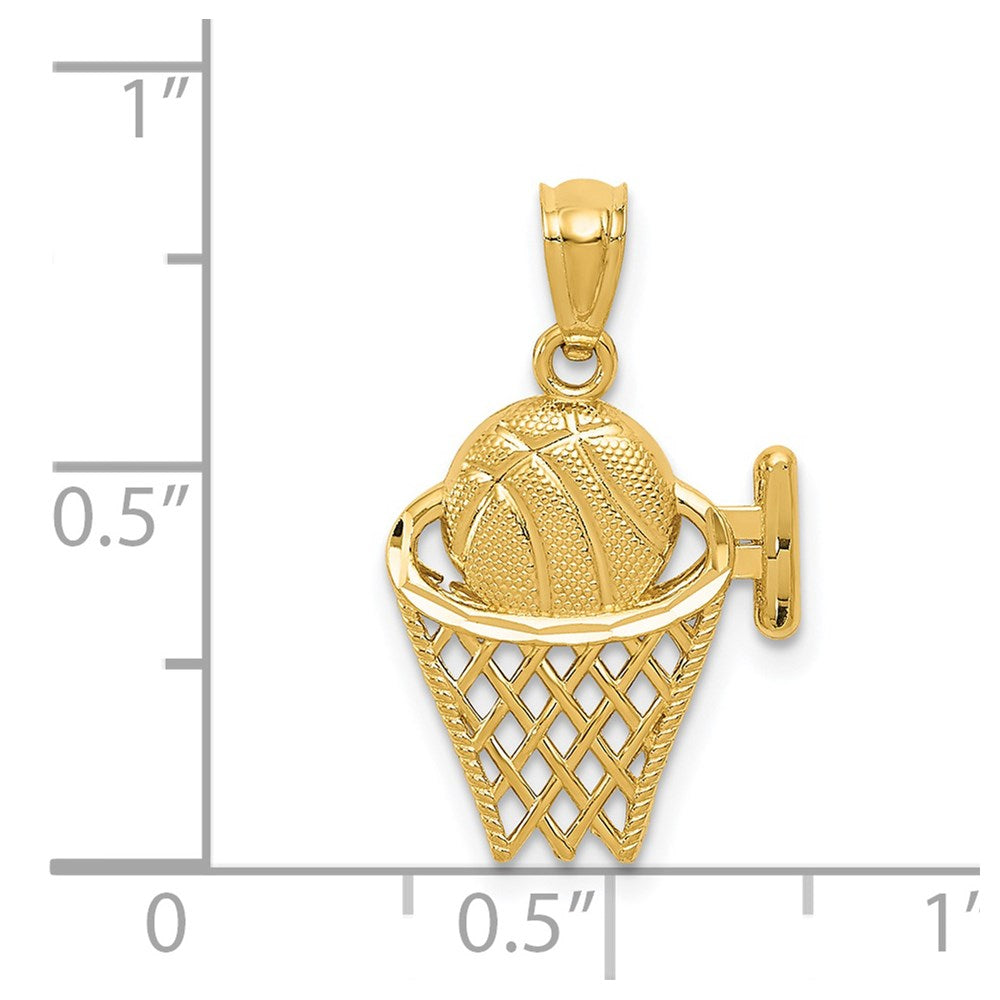 14k Basketball in the Net Pendant