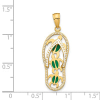 14K Enamel Cut-out Flip Flop w/ Sea Turtles Pendant
