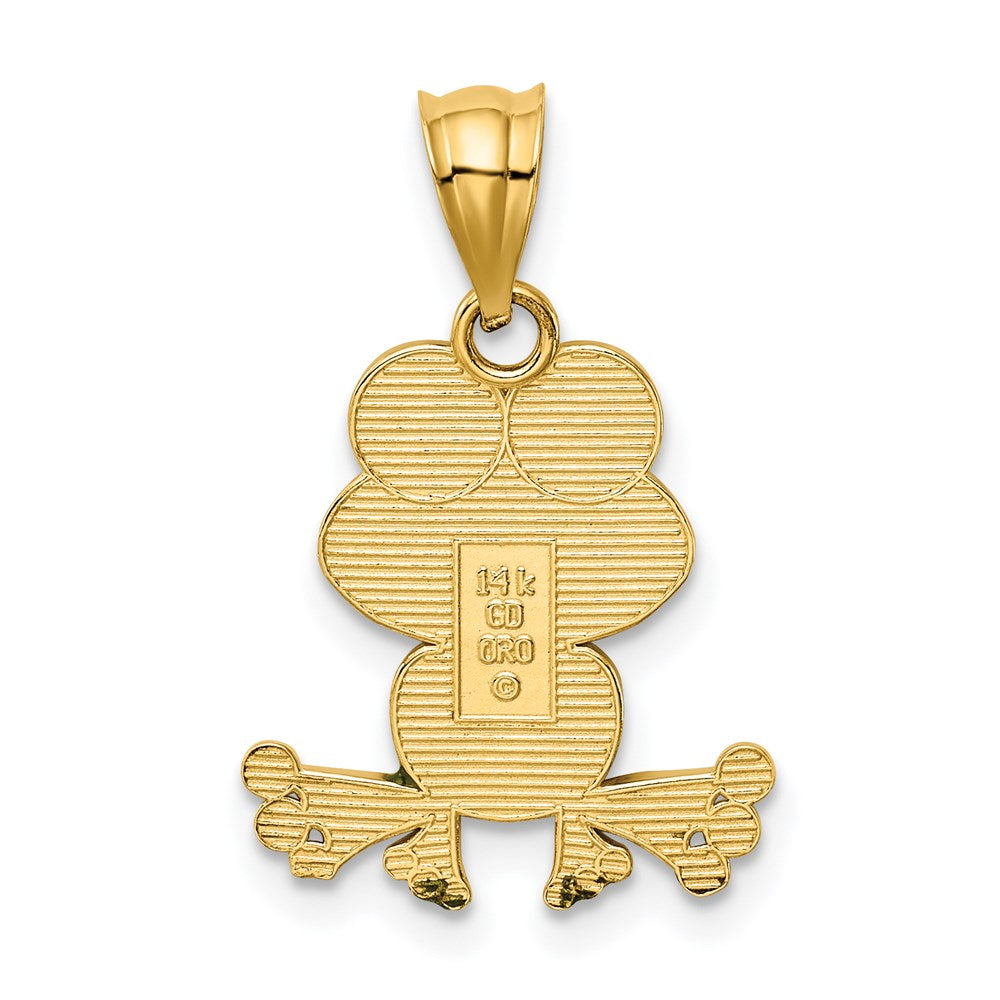 14k Green and White Enameled Frog