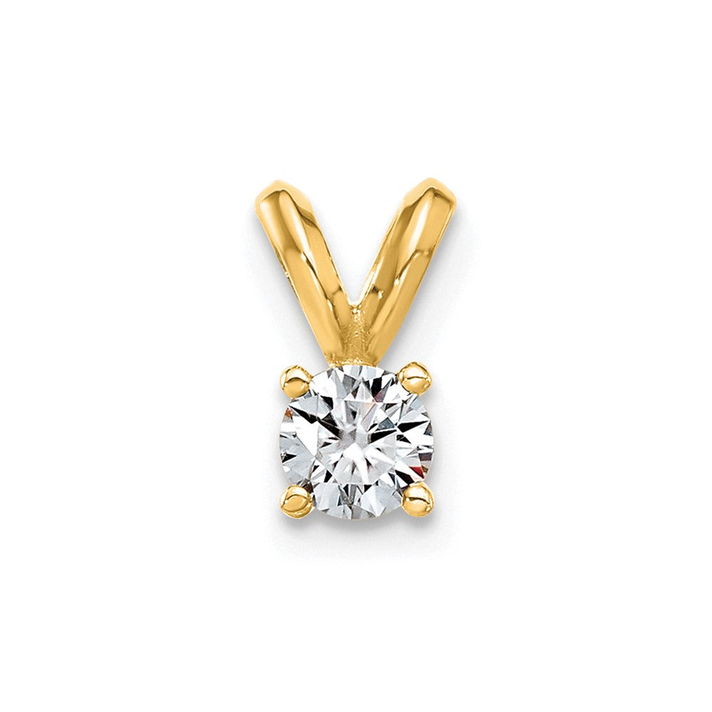 14ky 1/4ct. 4.0mm Round D E F Pure Light Moissanite Solitaire Pendant